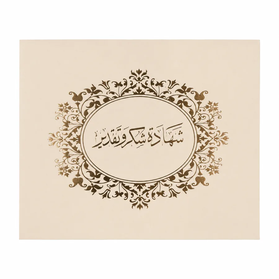 شهادة شكر ورقي فاخر - ذهبي