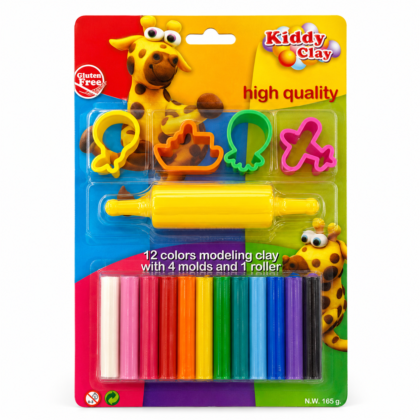 طقم صلصال تشكيل للأطفال مع قوالب وفرادة – 12 لون