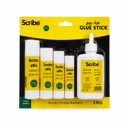طقم غراء Scribe – 5 قطع (4 غراء عصا + غراء سائل)