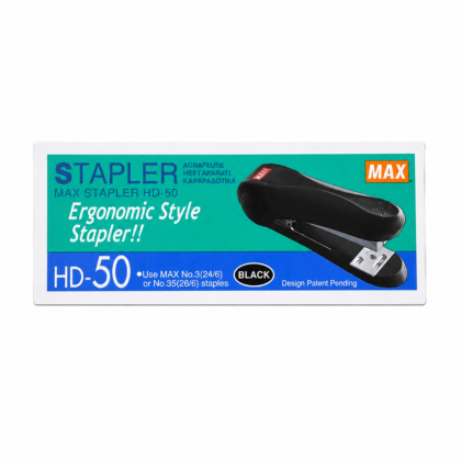 دباسة مكتبية MAX HD-50 – تدعم دبابيس 24/6 و26/6 – لون أسود